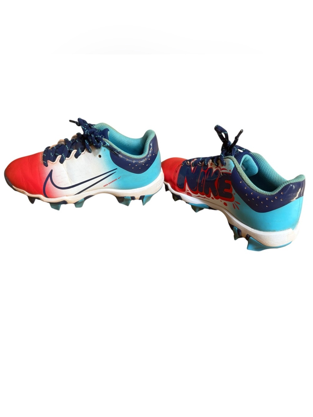 Nike Kids Red, Blue & White Gradient Baseball/Softball Cleats